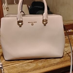 Michael Kors Cream Satchel with Gold Hardware